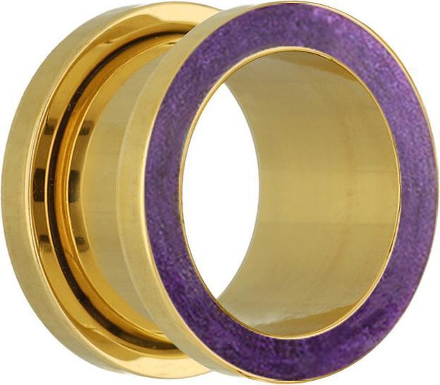 Immagine prodotto Star Piercing Flesh Tunnel vergoldet mit Epoxy violett (senza ottone, Acciaio chirurgico 316L)