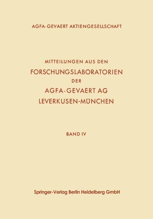 Produktbild Mitteilungen aus den Forschungslaboratorien der Agfa-Gevaert AG, Leverkusen-München (Deutsch, Fritz Gajewski, 2013)