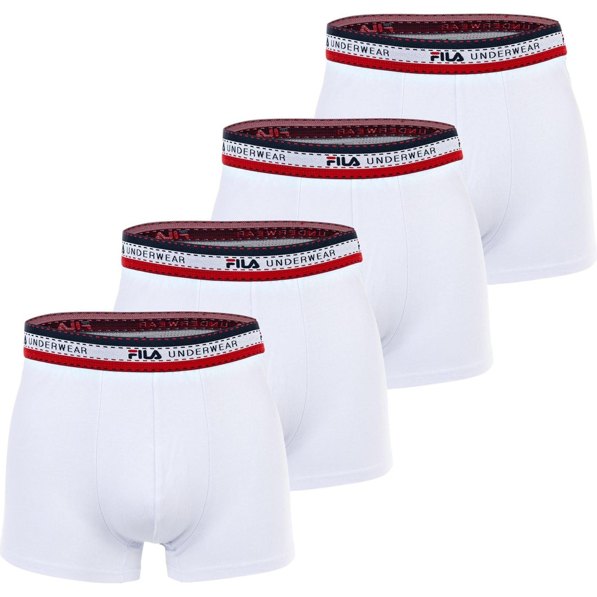 FILA, Herren, Unterhosen, Boxershort Casual Stretch, Weiss, (XXL, 4er Pack)