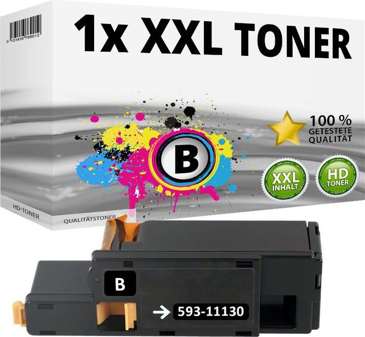 Actual product image Druckfuxx 1x XXL TONER für DELL C1660W 593-11130 7C6F7 PATRONE KARTUSCHE SCHWARZ BLACK NEW