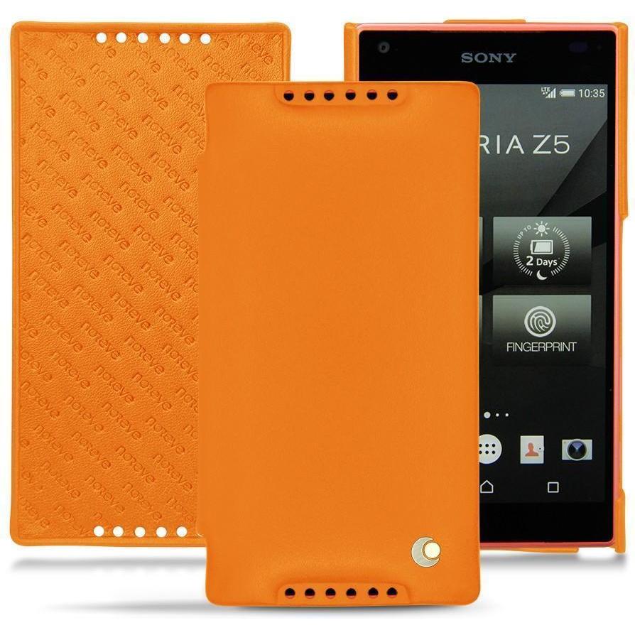 Noreve Lederschutzhülle horizontal (Sony Xperia Z5 Compact), Smartphone Hülle, Orange