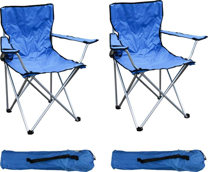Inda-Exclusiv 2 Stück Anglersessel inkl. Getränkehalter und Tasche blau bis 120kg