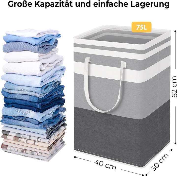 Produktbild König Design Wäschesack Wäschesammler Fächer Wäschebox Wäschetrenner Wäschesortierer 75 Liter (75 l)