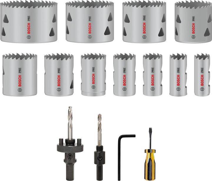 Produktbild Bosch Professional Zubehör PRO Multi Material Lochsägen-Set, 17-tlg. (19, 22, 25, 29, 38, 44, 51, 57, 64, 76, 35 Millimeter)