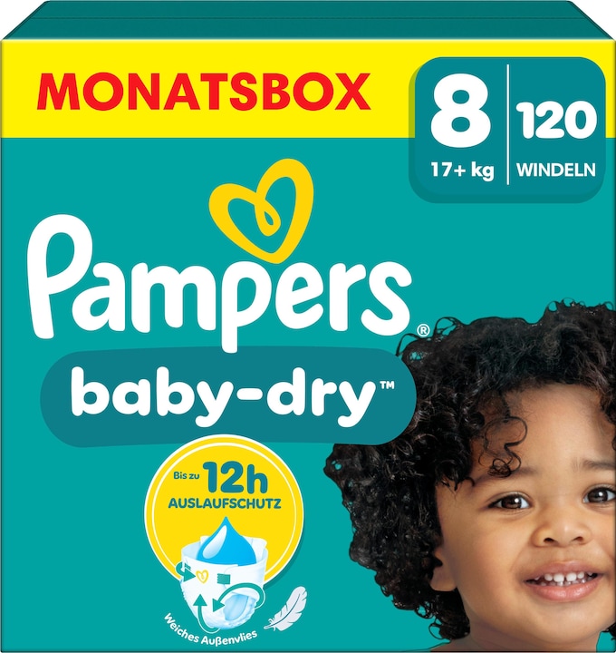 Pampers Baby-Dry (Taille 8, Pack mensuel, 120 pièce(s))