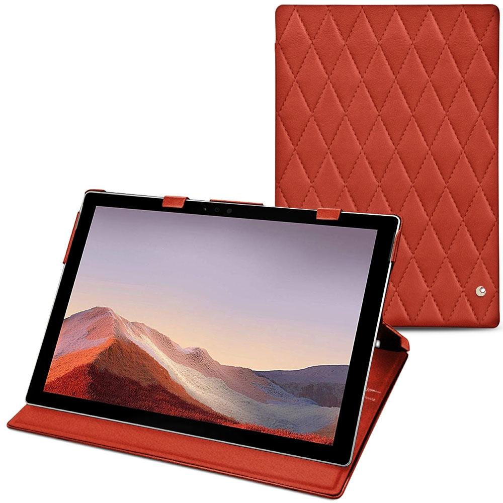 Noreve Lederschutzhülle vertikal (Microsoft Surface Pro 7), Tablet Hülle, Orange