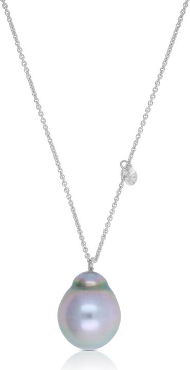 Oro bianco 750 Perla di Tahiti 8-9 mm Diamante taglio brillante 0,06 ct.