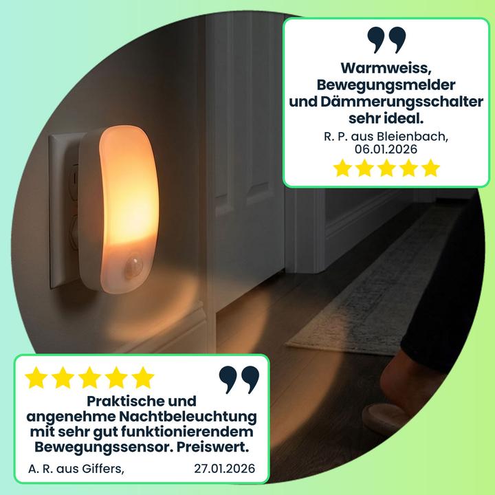 Produktbild Casativo LED Nachtlicht Stecker mit Bewegungsmelder & Dämmerungssensor
