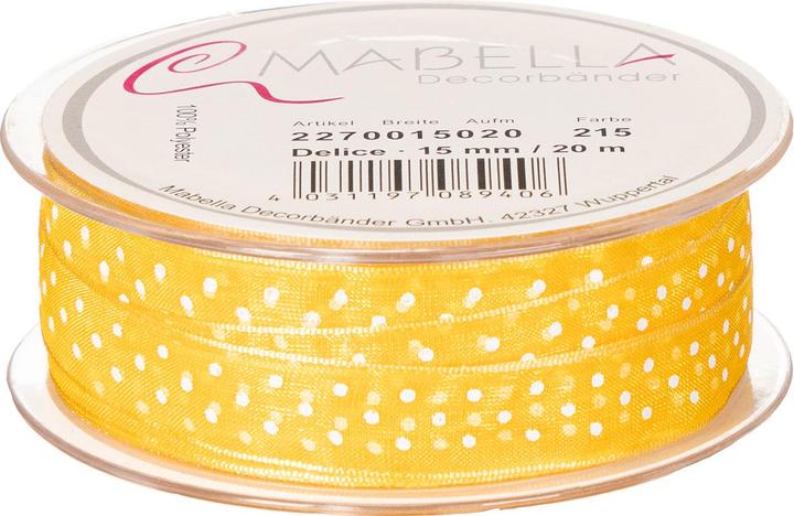 Produktbild Mabella Gelbes Satinband mit weissen Punkten (20x)