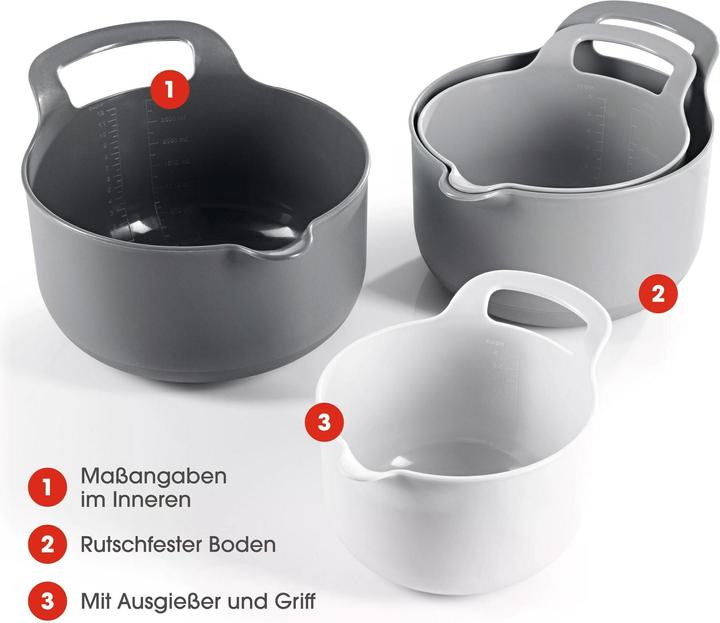 Produktbild Gourmetmaxx Schüssel 4-teilig,, 4 Stück, Grau/Schwarz/Weiss (17 cm, 8.51 l, 4 x)