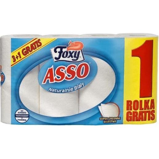 Foxy Asso -Papiertücher, 4 Walzen, Haushaltspapier, Weiss