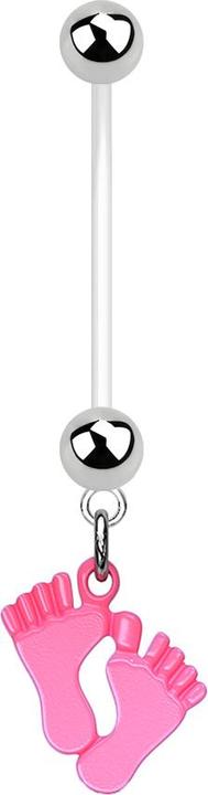 Immagine prodotto Star Piercing Gravidanza a banana con piedini di bambino rosa (senza ottone, Acciaio chirurgico 316L, Materiale sintetico)