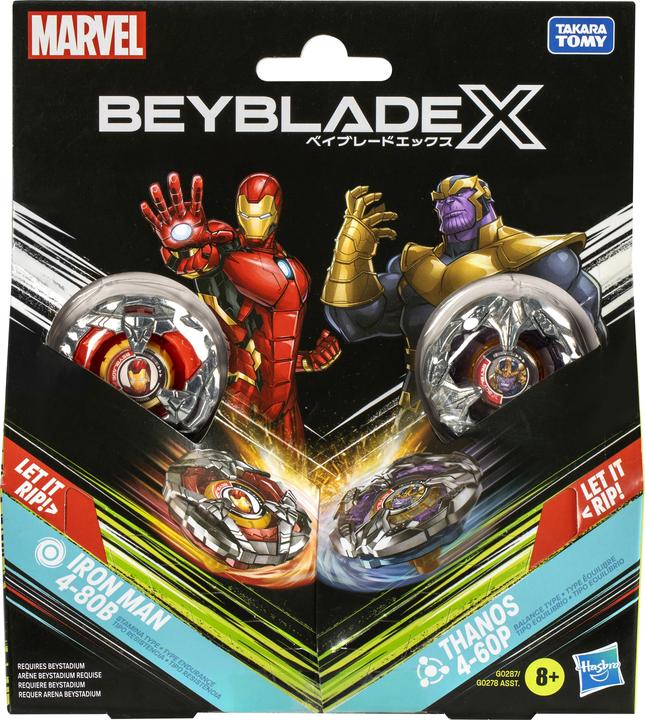 Hasbro G0287EU4 - Marvel Beyblade X, Iron Man 4-80B vs. Thanos 4-60P, Multipack, Takara Tomy (Deutsch)