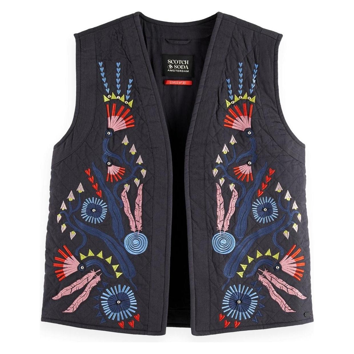 Scotch & Soda, Vrouwen, Vesten, Gilet Ricamato, Grijs, (M)
