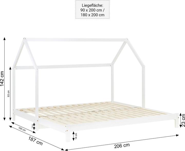 Produktbild Homestyle4u Kinderdoppelbett (90 x 200 cm)