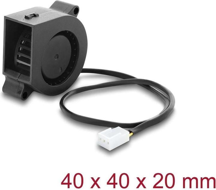 Produktbild Delock Radiallüfter / Lüftergebläse 12 V DC 40 x 40 x 20 mm mit 3-Pin Lüfteranschluss, schwarz (40 mm)