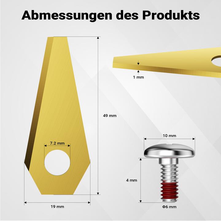 Immagine prodotto Wiltec Rasenroboter Messer Set Titan 49x19mm 18 Stück Mähroboter Rasenmäher (Robot falciante)