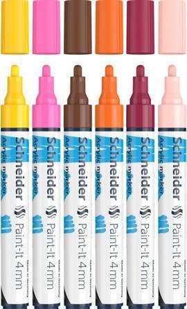 Image du produit Schneider 6 marqueurs acryliques Paint-It 320 V3, couleurs assorties 4,0 mm (6x)