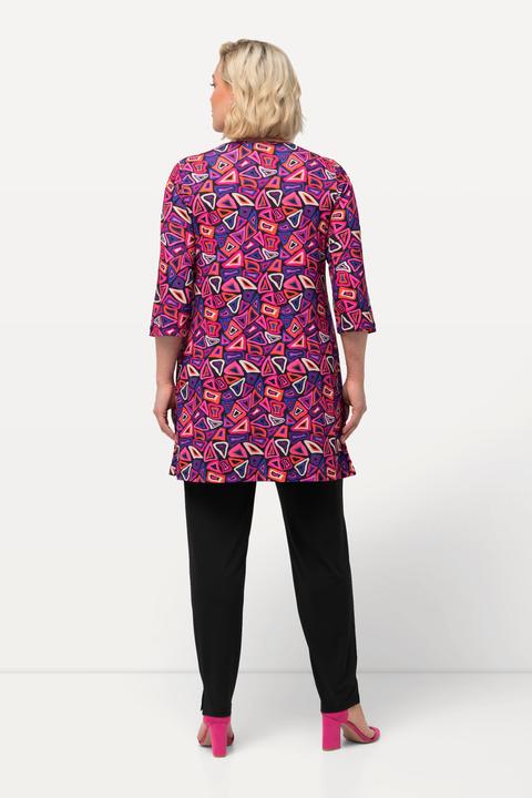 Actual product image Ulla Popken Matte Jersey Graphic Print Swing Vented Tunic (54)