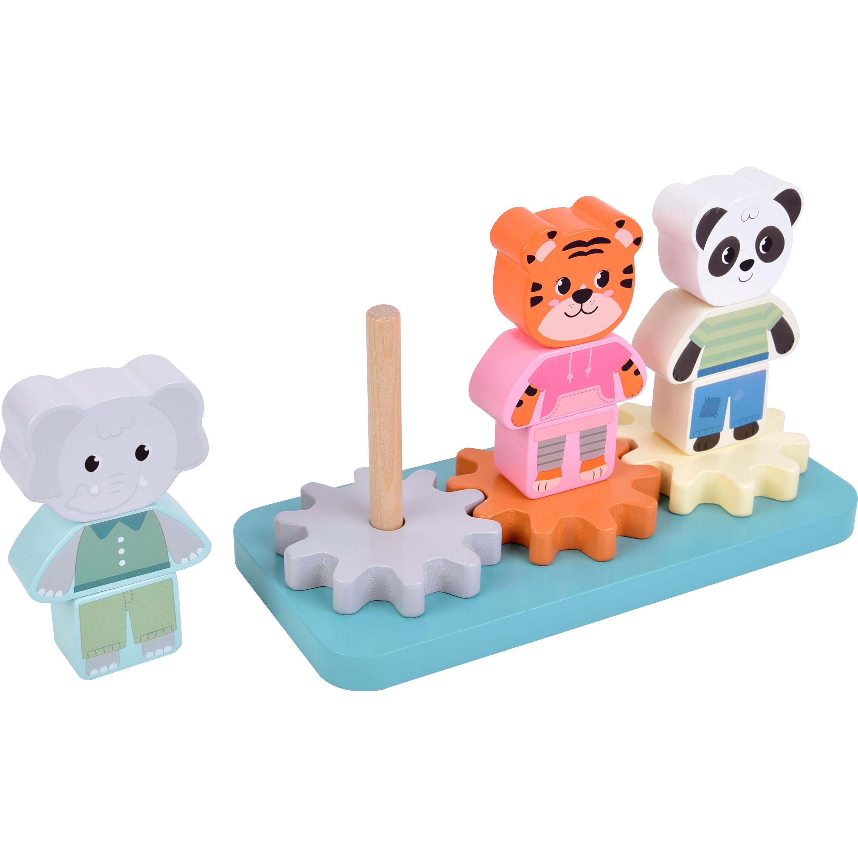 Small Foot Multicolore Stapelspiel Mit Zahnrad „Jungle Friends“