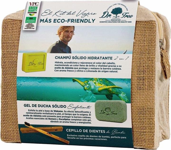Actual product image Dr. Tree The Traveller's Kit Moisturizing Shampoo Peeling Shower Gel Bamboo Soap Dish Eco Toiletry B (Hair care set)