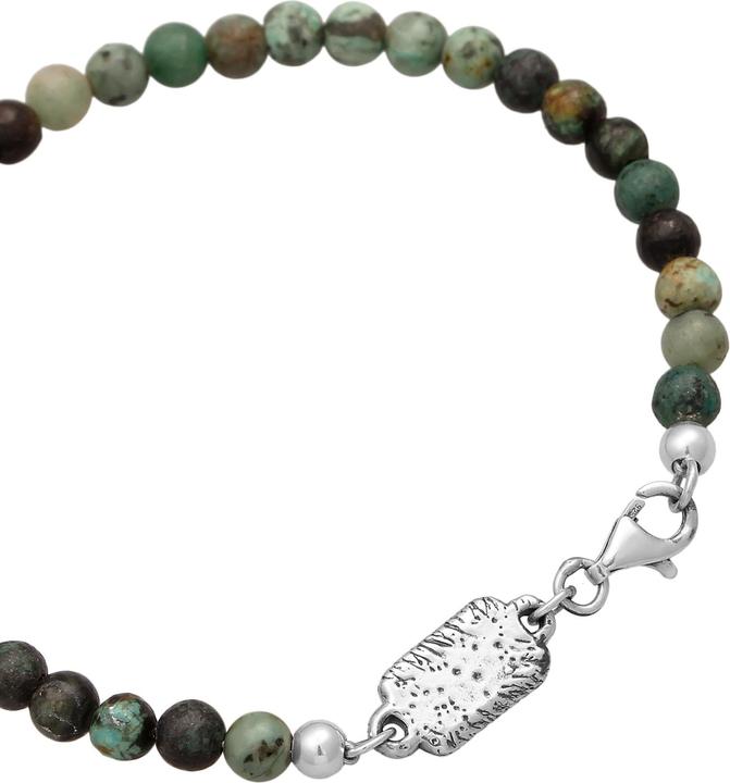 Immagine prodotto Haze & Glory Bracciale Turchese africano perline oceaniche argento 925 (19 cm, Acciaio inossidabile, Argento 925, Nessuna pietra)