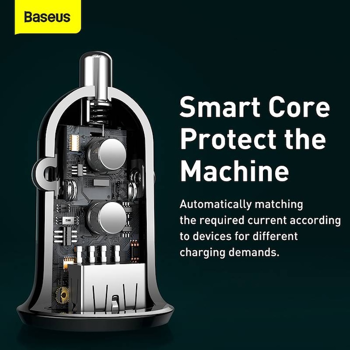 Image du produit Baseus Grain Pro Car Charger 2x USB 4.8A (black)
