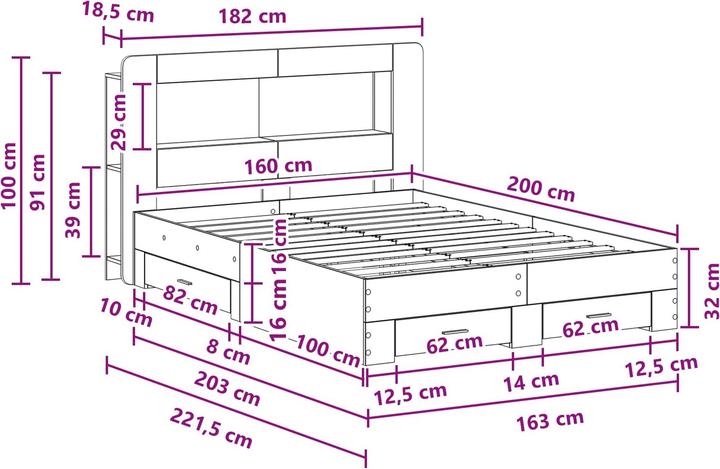 Produktbild vidaXL Bettrahmen (160 x 200 cm)