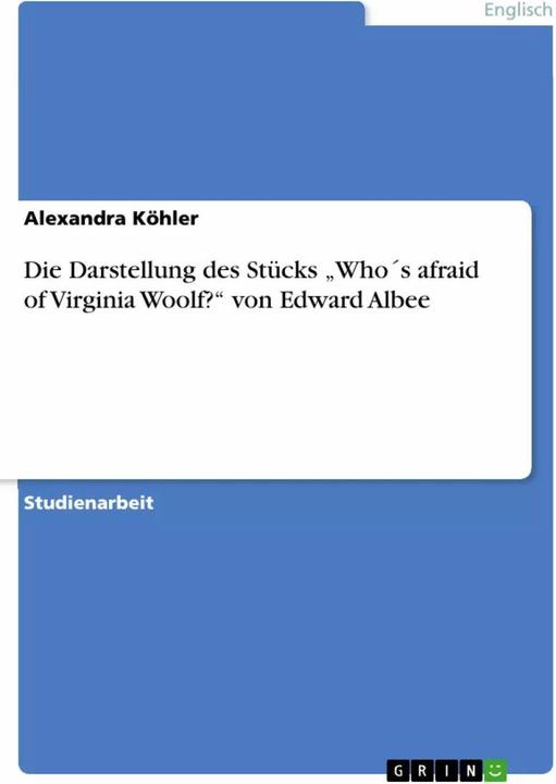 Immagine prodotto Die Darstellung des Stücks "Who's afraid of Virginia Woolf?" von Edward Albee (Tedesco, Bruciatore di carbone di legna Alexandra, 2008)