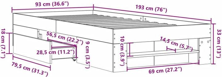 Actual product image vidaXL Bedstead (90 x 190 cm)