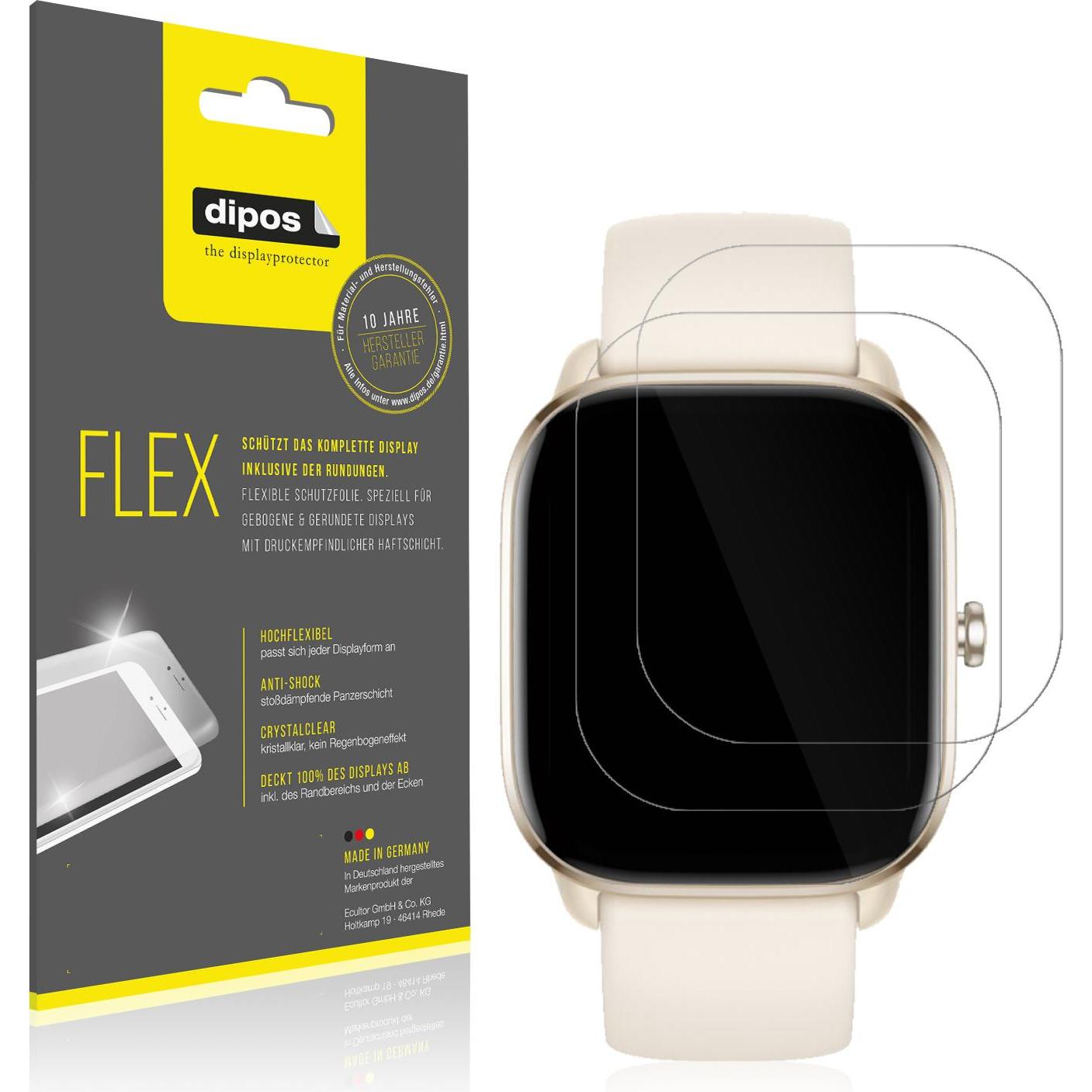 Dipos Displayschutzfolie Full-Cover 3D, Smartwatch Schutzfolie, Transparent