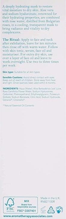 Actual product image Aromatherapy Associates Hydrating Rose Face Mask with Aloe Vera, Sodium Hyaluronate and Rose Water 100ml (100 ml)