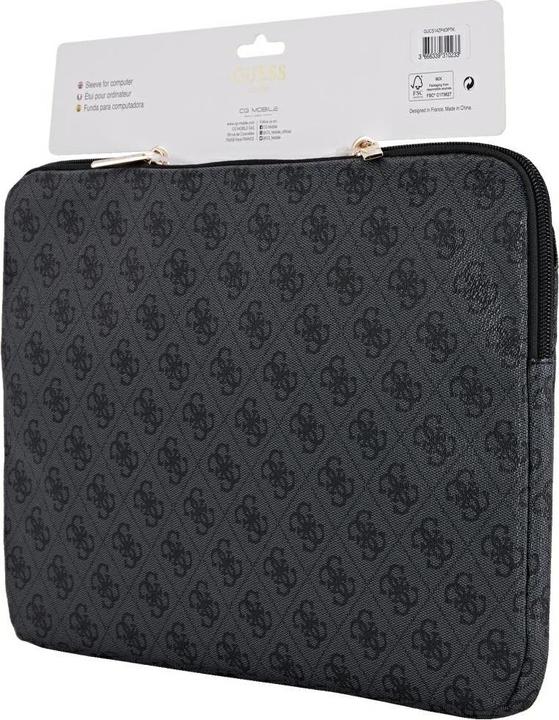 Actual product image Guess Bag Sleeve 14" 4G Zipper Pocket Triangle Logo black (14")