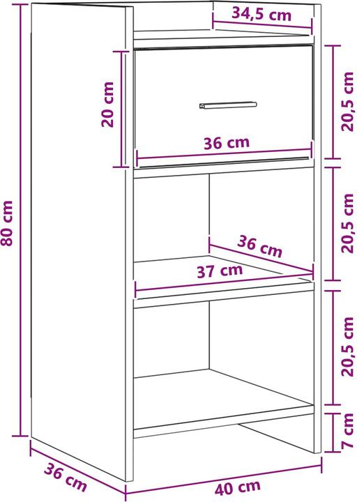 Image du produit vidaXL Sideboard-Aufbewahrung (36 x 40 x 80 cm)