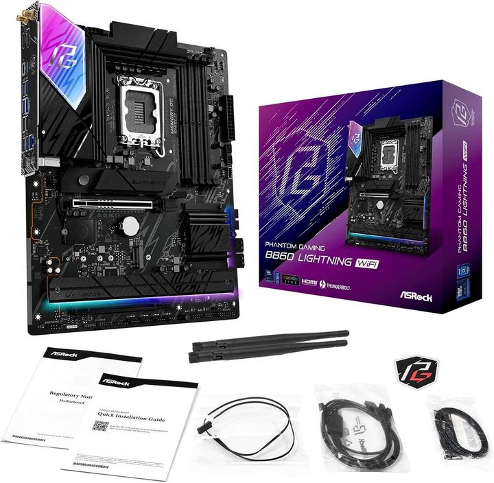 AsRock B860 Lightning WiFi DDR5 S detailhandel (LGA 1851, Intel B860, ATX)