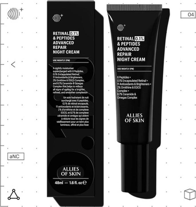 Actual product image Allies Of Skin Retinal 0.1% Peptides Repair Night Cream (Suntan cream)