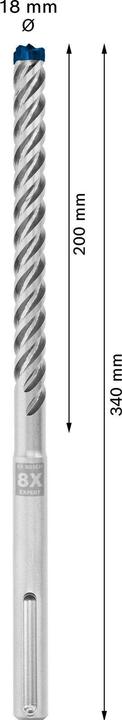 Produktbild Bosch Professional Zubehör EXPERT SDS max-8X Hammerbohrer, 18 x 200 x 340 mm (18 mm)
