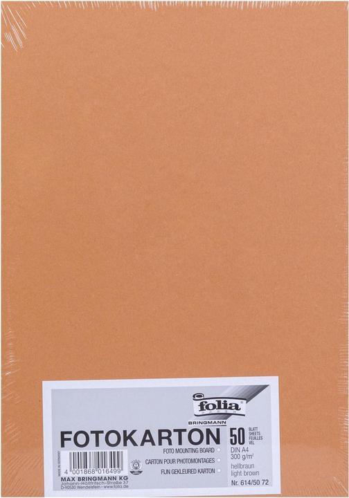 Folia Fotokarton A4, lichtbruin, 50 stuks (300 g/m², 1 x)