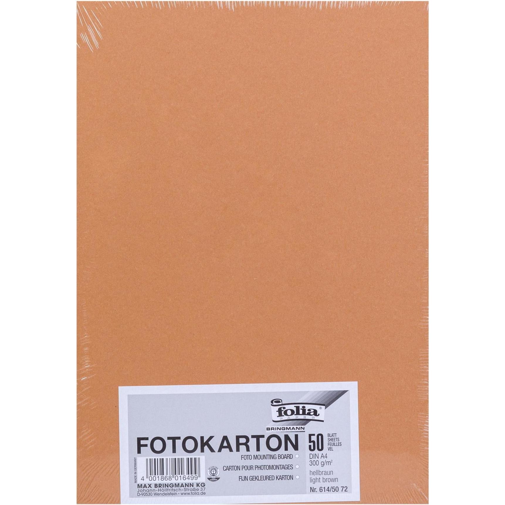 Folia, Bastelpapier, Fotokarton A4, Hellbraun, 50 Stück (300 g/m², 1 x)