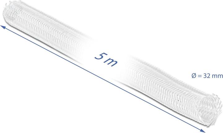 Actual product image Delock Braided hose with Velcro 5 m x 32 mm white (Cable conduit, 500 cm)