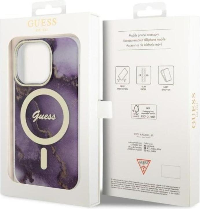 Actual product image Guess GUHMP14XHTMRSU iPhone 14 Pro Max 6.7" purpurowy/purple hardcase Golden Marble MagSafe (Apple iPhone 14 Pro Max)