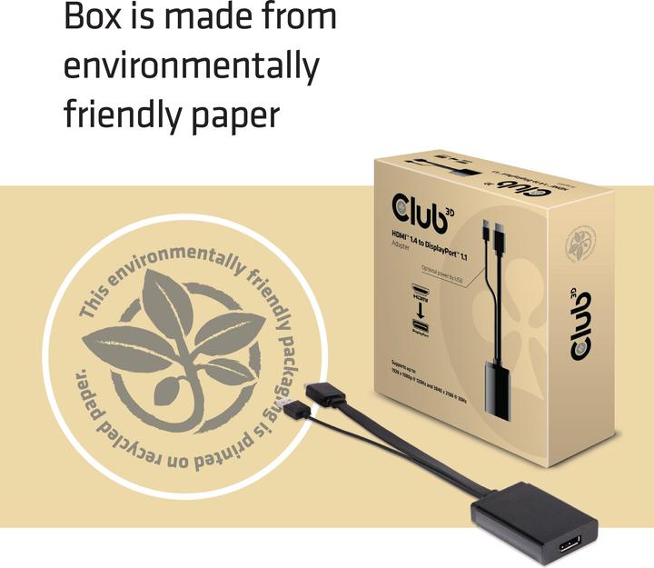 Produktbild Club 3D HDMI 1.4 auf DisplayPort1.1 Adapter (DP, 31 cm)