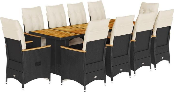 Produktbild vidaXL Bistroset Sitzgruppe Balkonset Gartenmöbel 11-tlg. Schwarz Poly Rattan