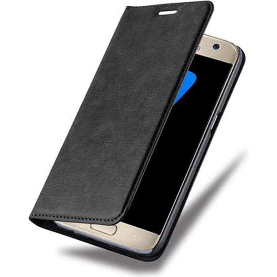 Cadorabo Book Invisible Magnet Cover (Samsung Galaxy S7), Smartphone Hülle, Schwarz