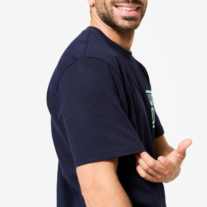 Immagine prodotto Domyos T-Shirt Herren Baumwolle Regular - blau/schwarz (L)