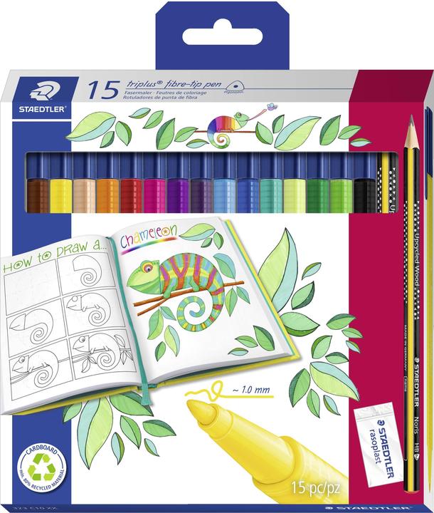 Immagine prodotto Staedtler Penne con punta in fibra triplo colore, confezione da 15 pezzi (15 x)
