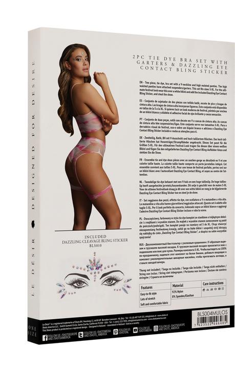 Produktbild Le Désir 2PC Tie Dye Bra Set with Garters & Dazzling Eye Contact Bl (One Size)