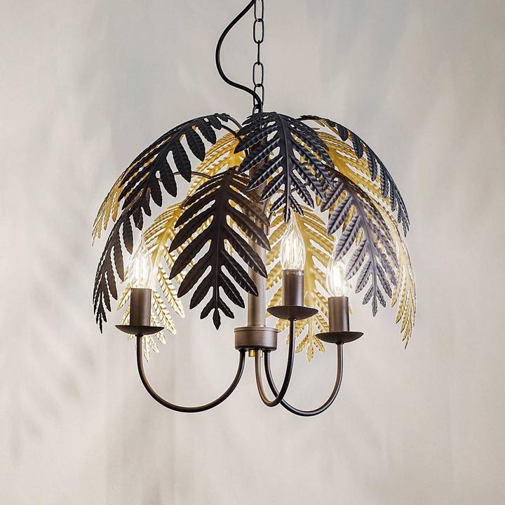 Actual product image Lucande Aparas pendant light Ø50 Black/Gold (E14)