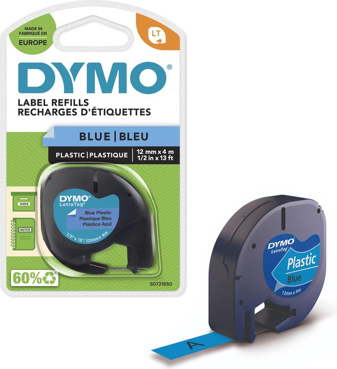 Actual product image Dymo Plastic ribbon black on blue (1.20 cm, Blue)