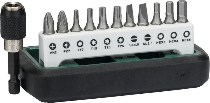 Produktbild Bosch Zubehör 12tlg. Schrauberbit-Set Standard, gemischt (S, PH, PZ, HEX, T) (Innensechskant, Innensechsrund TX)